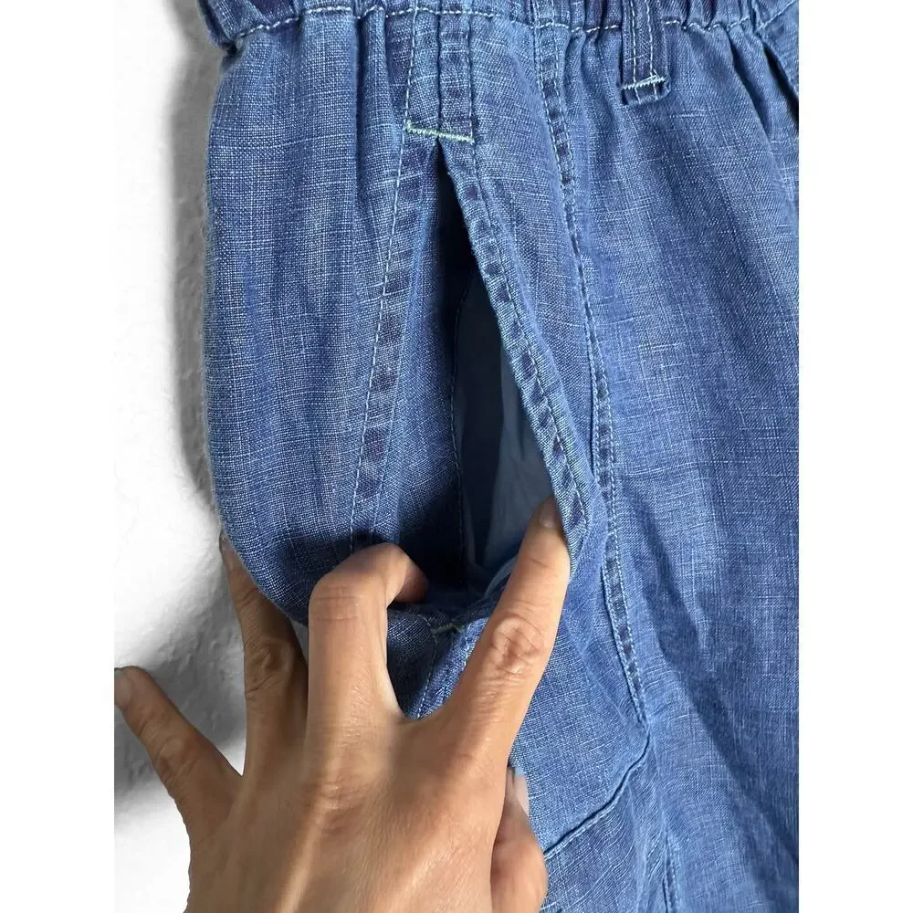 Tommy Bahama Relax Mens Linen Denim Like Cargo Shorts Pockets Lightweight Summer